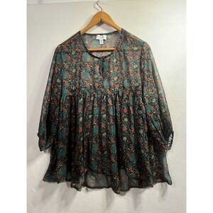 Myra Bag Sheer Boho Top Size XL Flaw